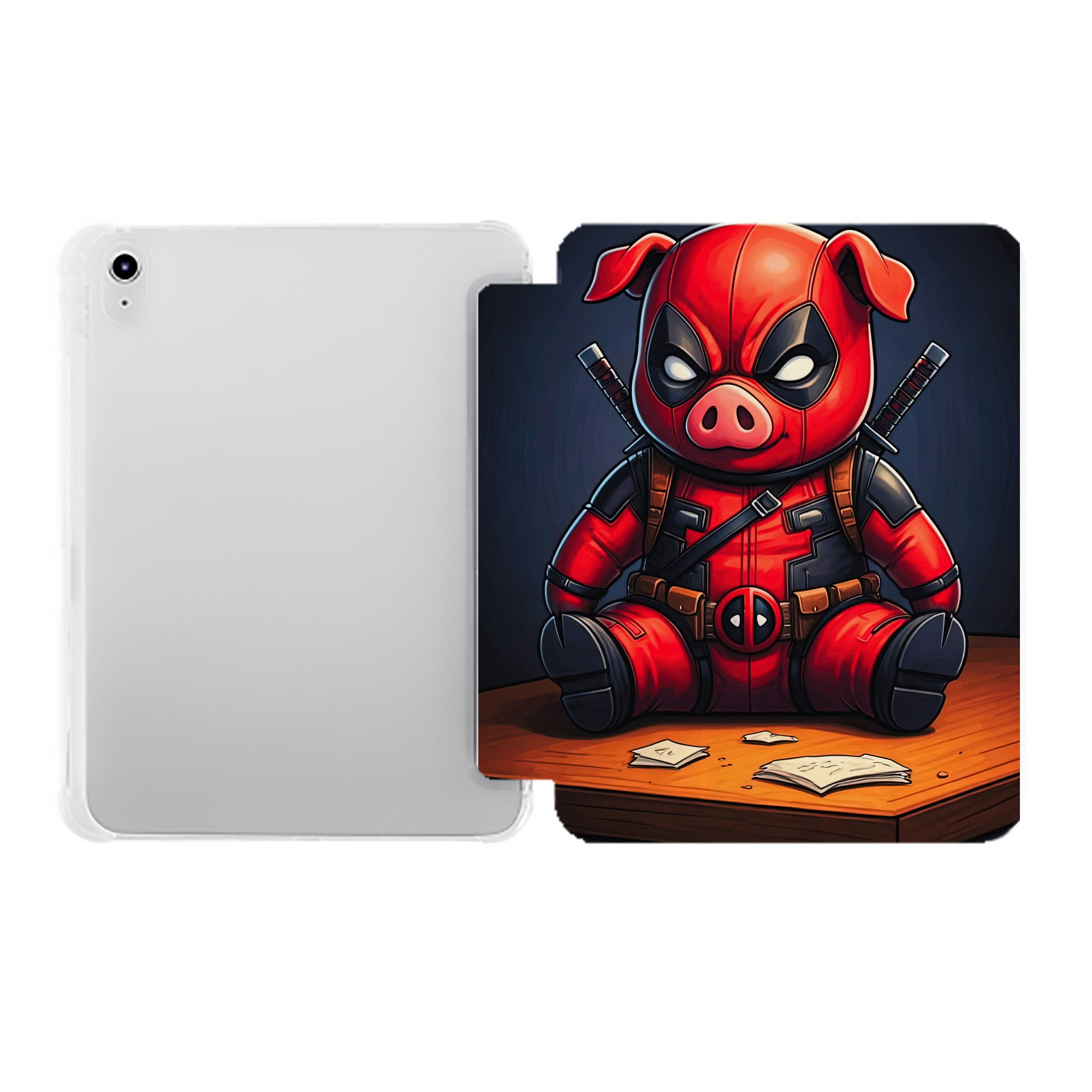 （画像用） Deadpool デッドプール IPad ケース ペン収納付き 三つ折りスタンド PUレザー×シリコン 対応機種9.5/10.5/10.9インチ